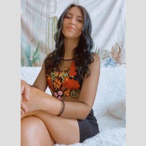 Floral Sheer Black Bodysuit